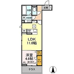 セレスティア助光C 1LDKの間取図画像
