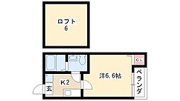 アビー・ロード 1Kの間取図画像