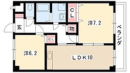 エミネンスヴィラ壱番館 2LDKの間取図画像