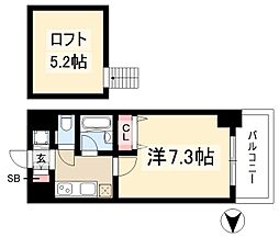 プロシード太閤通 1Kの間取図画像