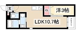WarrenMaedanishi1 1LDKの間取図画像