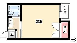 打出コーポ ワンルームの間取図画像