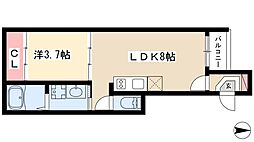 ハーモニーテラス八熊 1LDKの間取図画像