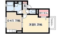 ラカーサアスカ2 1DKの間取図画像