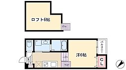 アモール枇杷島 1Kの間取図画像