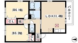 ロイヤルコート上石川 2LDKの間取図画像