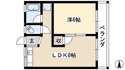 若竹荘 1LDKの間取図画像