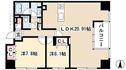 グランアベニュー栄 2LDKの間取図画像