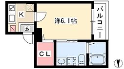 グレイスコート柳島 1Kの間取図画像