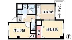 スリーウェイ金山 2DKの間取図画像