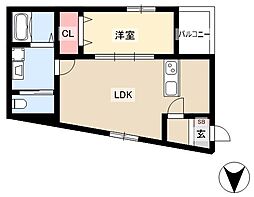 the GARDEN 金山 1LDKの間取図画像