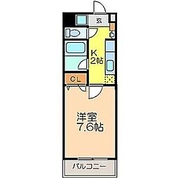 C&Mノリタケ 1Kの間取図画像