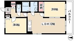 プレステイジ清水 2LDKの間取図画像