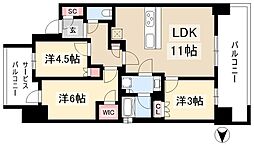 プレサンス名駅南ブリエ 3LDKの間取図画像