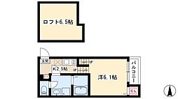 ディアコート青井 1Kの間取図画像