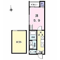 アビー・ロード 1Kの間取図画像