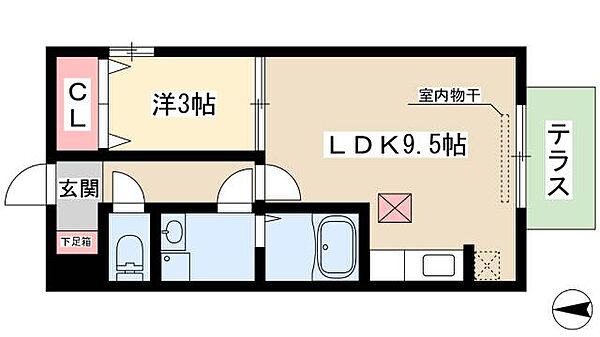 ステラ日赤 ｜愛知県名古屋市中村区藤江町2丁目(賃貸アパート1LDK・1階・34.03㎡)の写真 その2