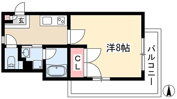 タウンライフ内山 ｜愛知県名古屋市千種区内山1丁目(賃貸マンション1K・2階・24.51㎡)の写真 その2