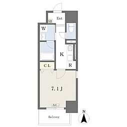 ファスティーナ本陣 7階1Kの間取り