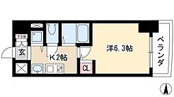 プレサンス金山グリーンパークス 1Kの間取図画像