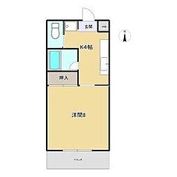 白竜荘 2階1LDKの間取り
