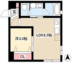 Avance名駅通 2階1LDKの間取り