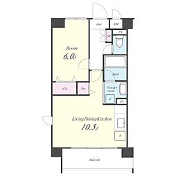 フィオーレ　レジデンス 2階1LDKの間取り