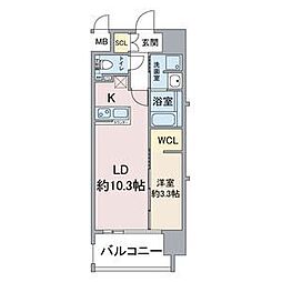 Thames garden place 8階1LDKの間取り