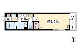 リブリ・砂田橋 2階1Kの間取り