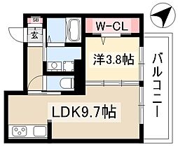 アエルビーレ 1階1LDKの間取り