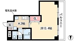 ISM泉 8階1Kの間取り