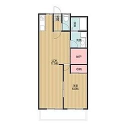 プレシアス赤城 4階1LDKの間取り