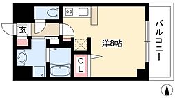 グランルージュ栄II 11階ワンルームの間取り