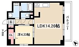 GRANDUKE徳川 9階1LDKの間取り