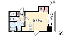 Grand E’terna名古屋鶴舞 10階ワンルームの間取り