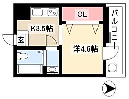 吉川屋ツインビル 1Kの間取図画像