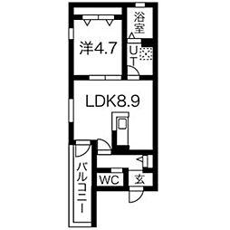 DELA香呑 1LDKの間取図画像