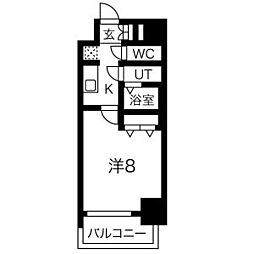 メイクスアート太閤通 1Kの間取図画像
