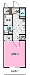 アラニ2 1Kの間取図画像