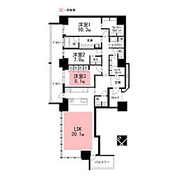 グランドメゾンThe池下ガーデンタワー 3LDKの間取図画像