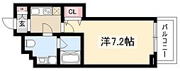 WESTIN上前津 1Kの間取図画像