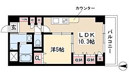 プレステージ新栄 1LDKの間取図画像