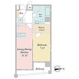 レインボーピア八熊 1LDKの間取図画像