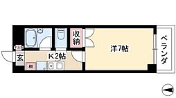 シーズンコート岩塚西 1Kの間取図画像