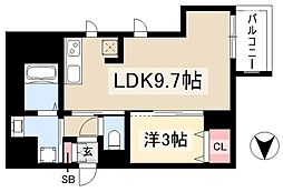 プレサンスザ大須観音 1LDKの間取図画像