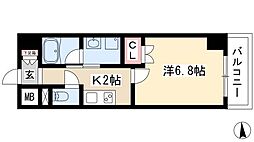 レジディア鶴舞 1Kの間取図画像