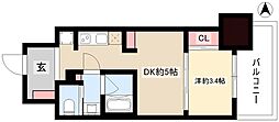 パークアクシス名古屋山王橋 1DKの間取図画像