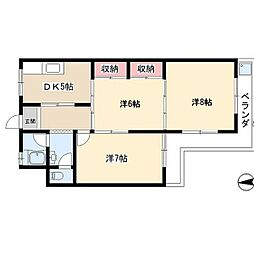 日ノ宮コーポラス 3DKの間取図画像