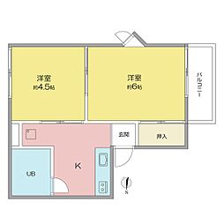 フォーヴル高畑 2Kの間取図画像