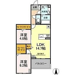 アスティオンいわき 2LDKの間取図画像